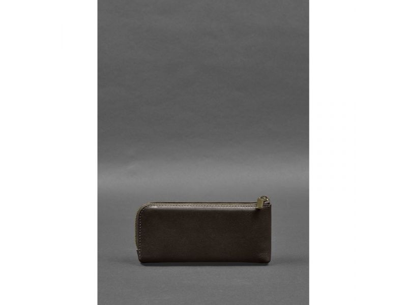 Кожаное портмоне-купюрник на молнии 14.0 темно-коричневое, фото 6