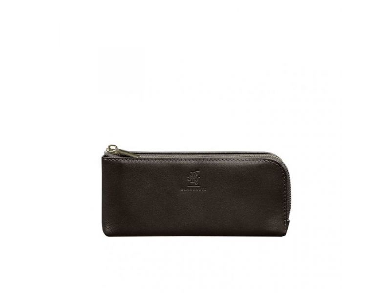 Кожаное портмоне-купюрник на молнии 14.0 темно-коричневое, фото 8