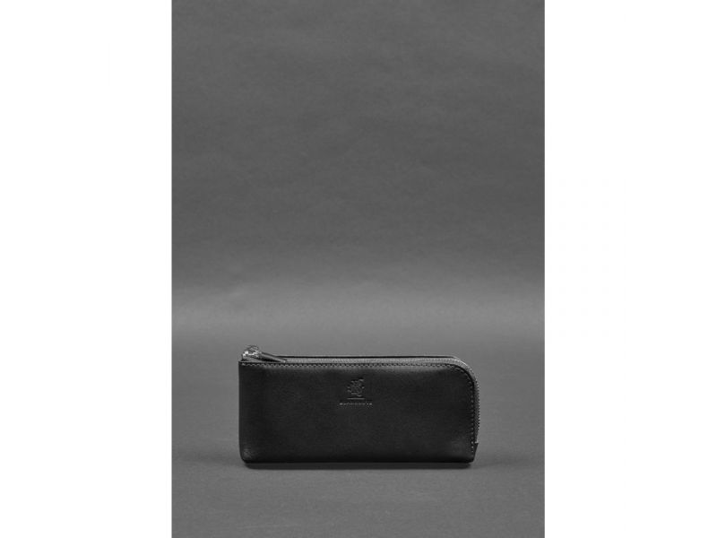 Кожаное портмоне-купюрник на молнии 14.0 Черное, фото 1