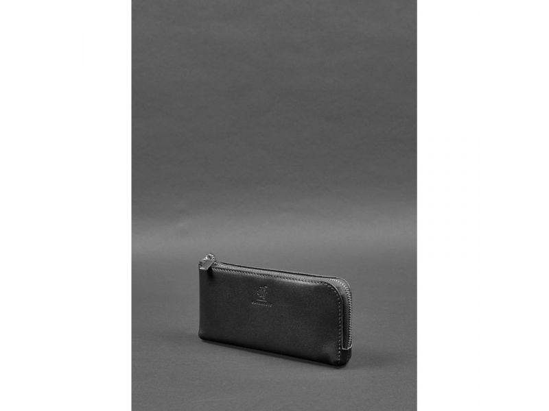 Кожаное портмоне-купюрник на молнии 14.0 Черное, фото 3