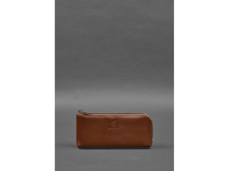 Кожаное портмоне-купюрник на молнии 14.0 светло-коричневое, фото 1