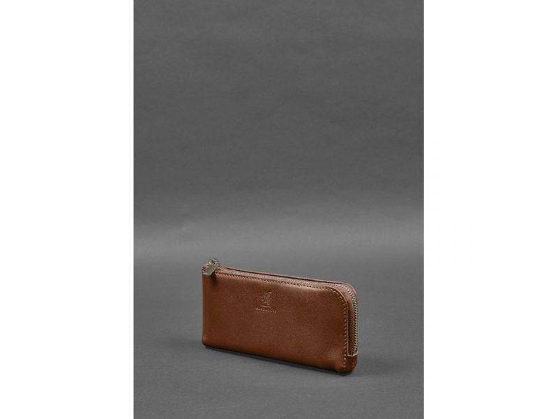 Кожаное портмоне-купюрник на молнии 14.0 светло-коричневое, фото 3