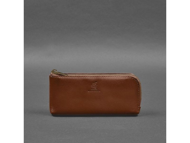 Кожаное портмоне-купюрник на молнии 14.0 светло-коричневое, фото 7