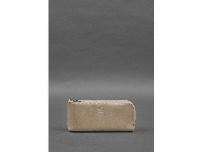 Кожаное портмоне-купюрник на молнии 14.0 светло-бежевое, фото 1