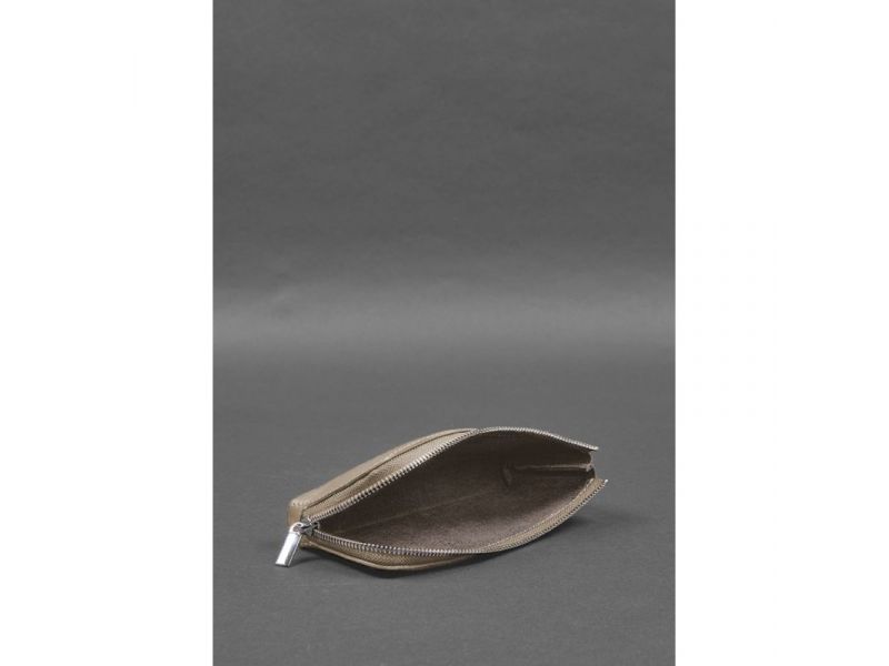 Кожаное портмоне-купюрник на молнии 14.0 светло-бежевое, фото 5
