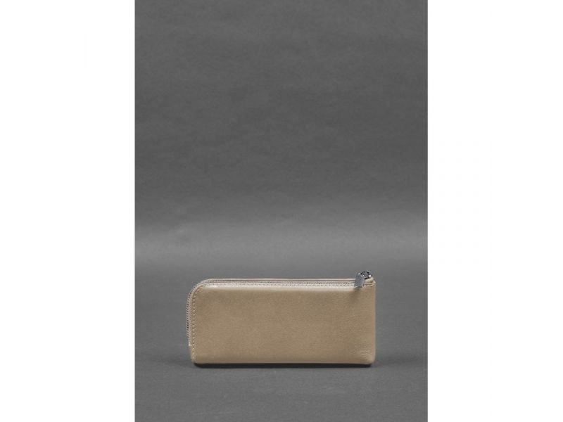 Кожаное портмоне-купюрник на молнии 14.0 светло-бежевое, фото 6