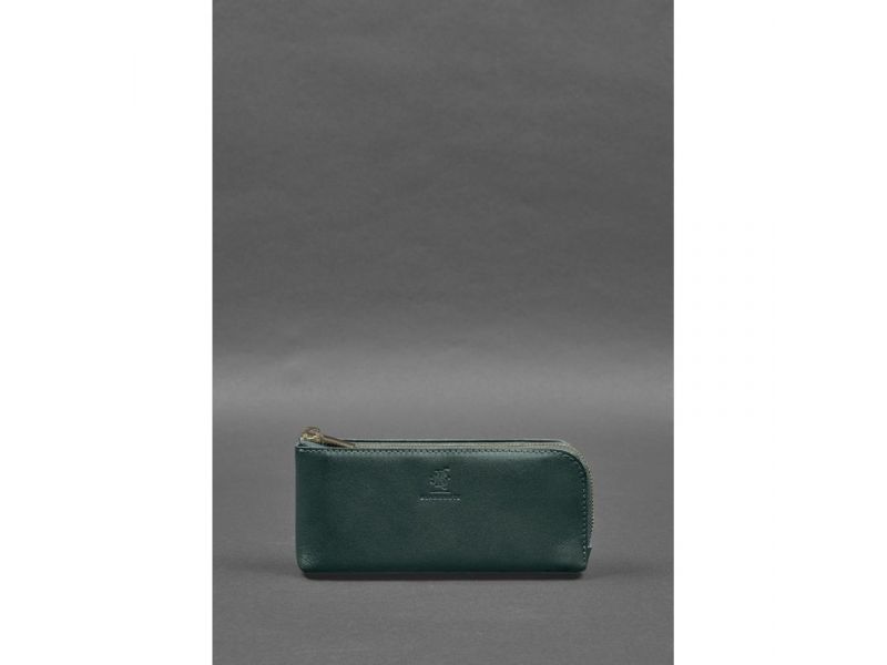 Кожаное портмоне-купюрник на молнии 14.0 зеленый, фото 1