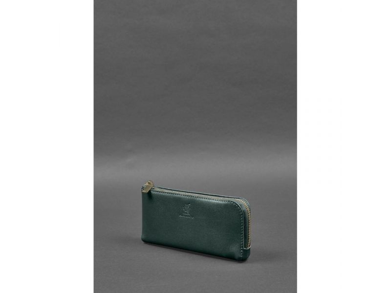Кожаное портмоне-купюрник на молнии 14.0 зеленый, фото 3