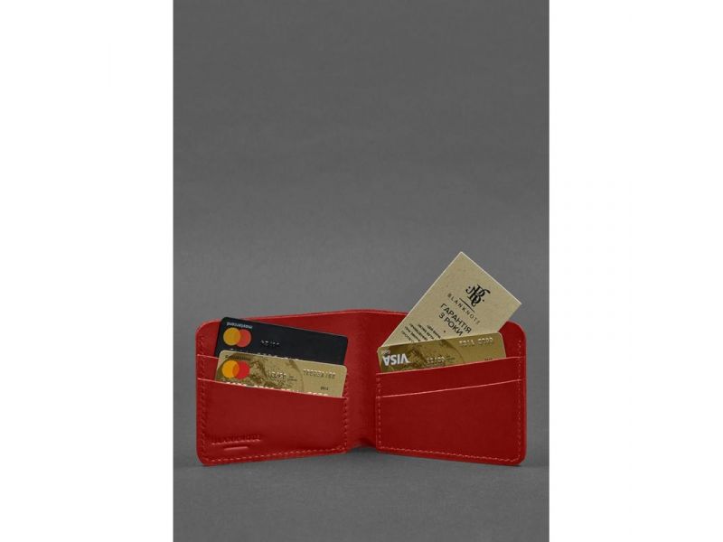 Кожаное портмоне 4.1 (4 кармана) красное, фото 2