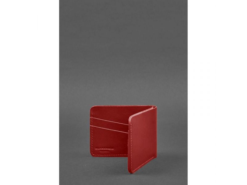 Кожаное портмоне 4.1 (4 кармана) красное, фото 3