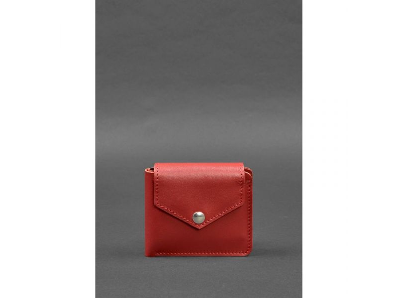 Кожаное портмоне 4.2 на кнопке красный, фото 1