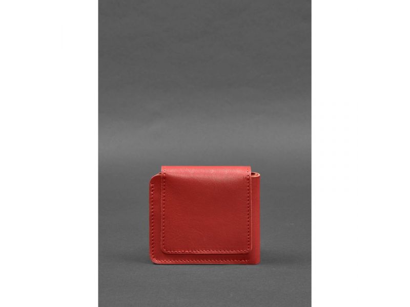 Кожаное портмоне 4.2 на кнопке красный, фото 4