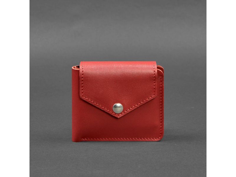 Кожаное портмоне 4.2 на кнопке красный, фото 5
