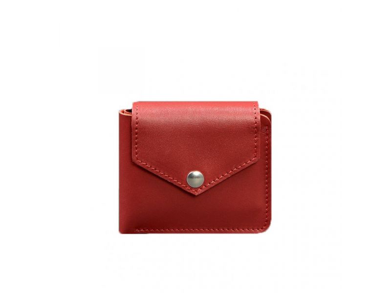 Кожаное портмоне 4.2 на кнопке красный, фото 6