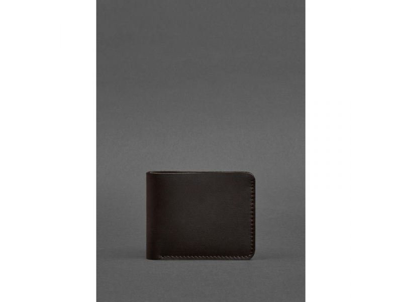 Кожаное портмоне 4.4 (с зажимом) темно-коричневое краст, фото 1