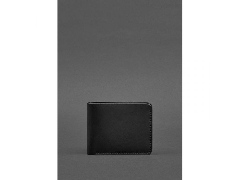 Кожаное портмоне 4.4 (с зажимом) черный краст, фото 1