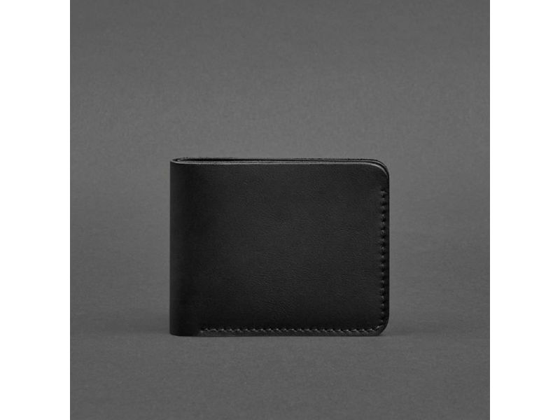 Кожаное портмоне 4.4 (с зажимом) черный краст, фото 4