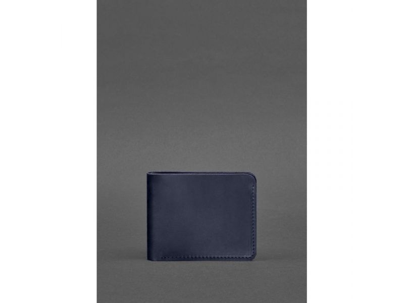 Кожаное портмоне 4.4 (с зажимом) синий краст, фото 1