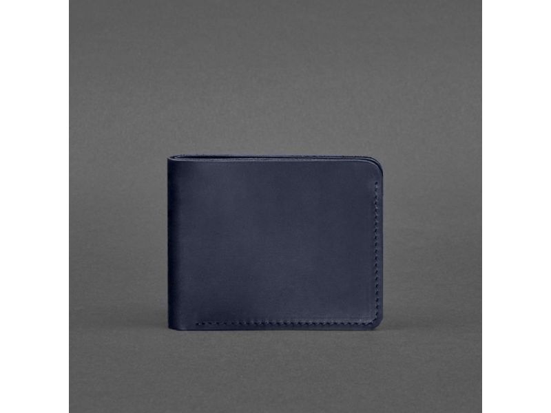 Кожаное портмоне 4.4 (с зажимом) синий краст, фото 4