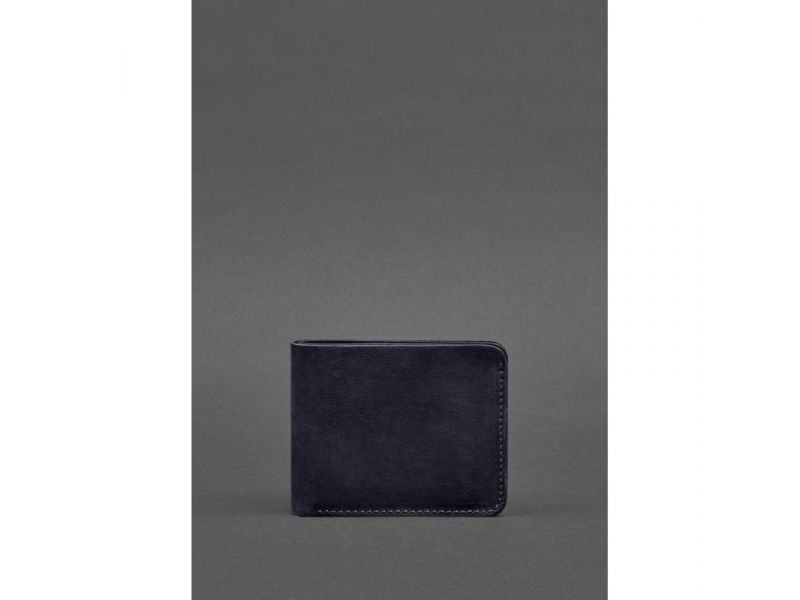 Кожаное портмоне 4.4 (с зажимом) синий Crazy Horse, фото 1