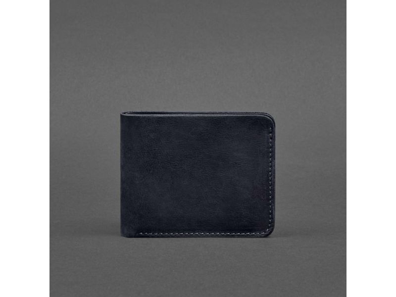 Кожаное портмоне 4.4 (с зажимом) синий Crazy Horse, фото 4