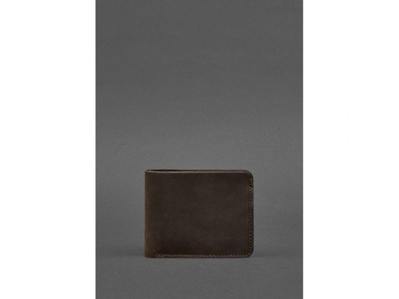 Кожаное портмоне 4.4 (с зажимом) темно-коричневый Crazy Horse, фото 1