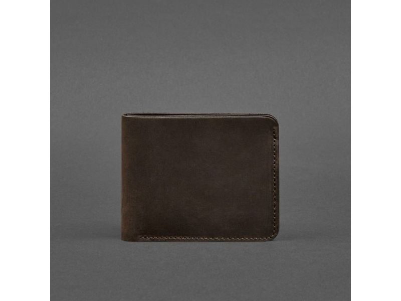 Кожаное портмоне 4.4 (с зажимом) темно-коричневый Crazy Horse, фото 4