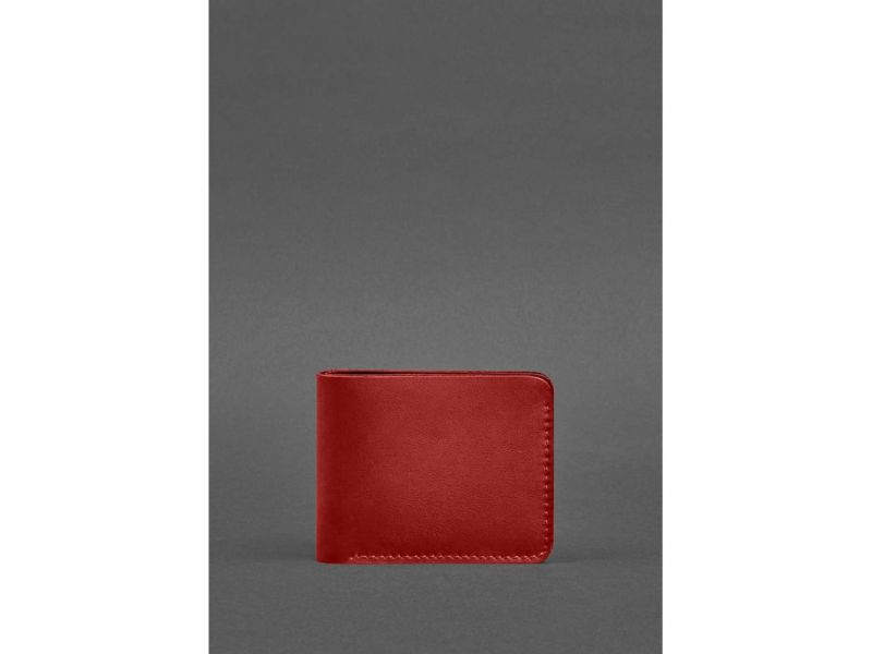 Кожаное портмоне 4.4 (с зажимом) красный краст, фото 1