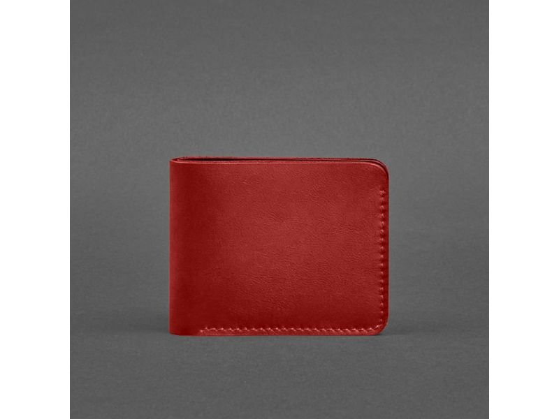 Кожаное портмоне 4.4 (с зажимом) красный краст, фото 4