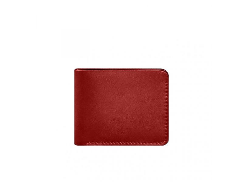 Кожаное портмоне 4.4 (с зажимом) красный краст, фото 5