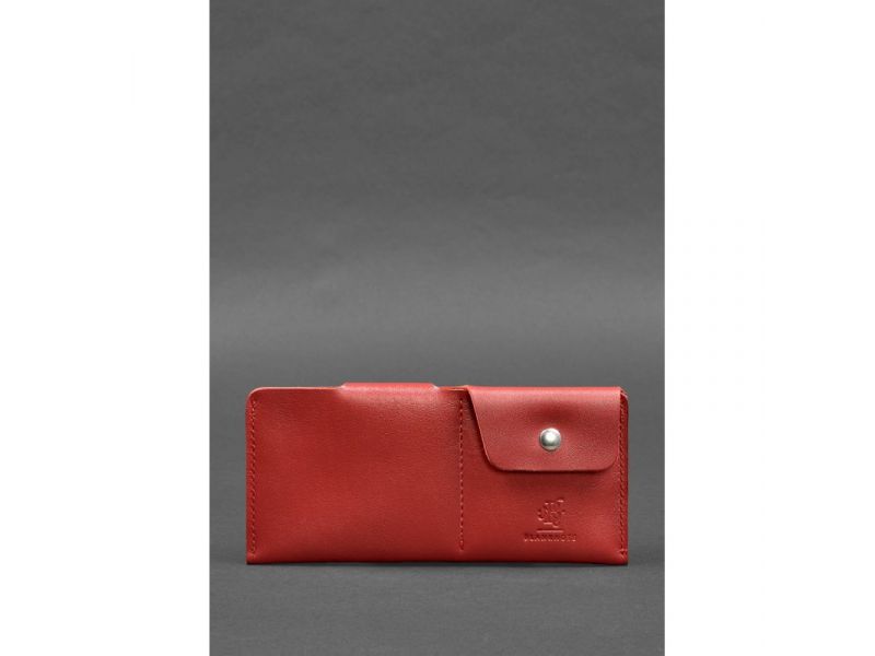 Кожаное портмоне-купюрник 8.0 красный краст, фото 1