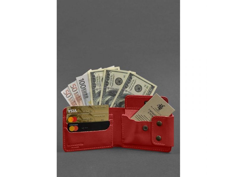 Кожаное портмоне Zeus 9.0 красный краст, фото 2
