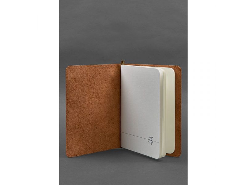 Кожаный блокнот (софт-бук) 8.0 на резинке светло-коричневый, фото 2