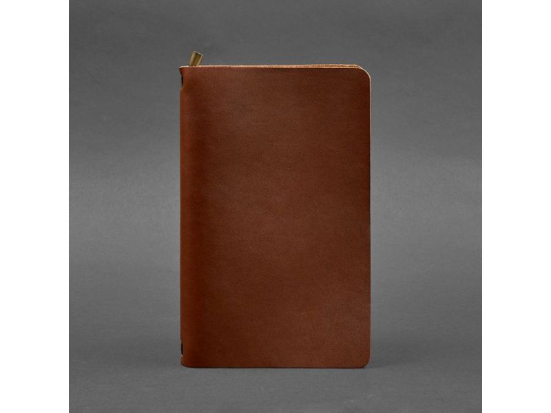 Кожаный блокнот (софт-бук) 8.0 на резинке светло-коричневый, фото 4