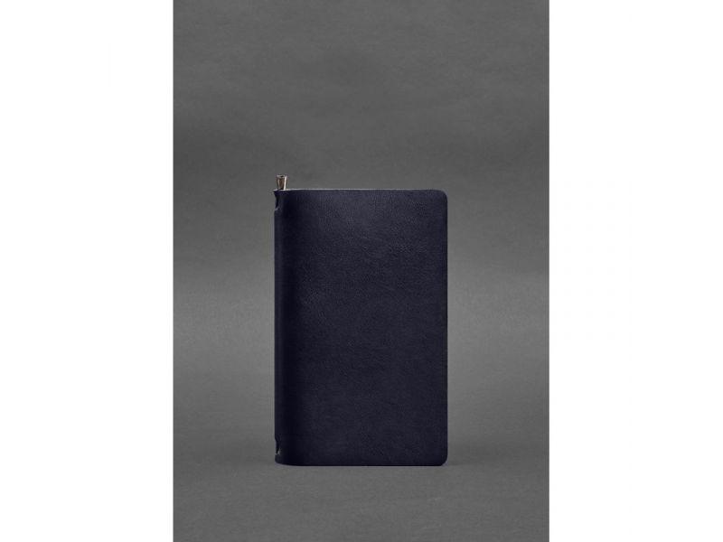 Кожаный блокнот (софт-бук) 8.0 на резинке синий краст, фото 1