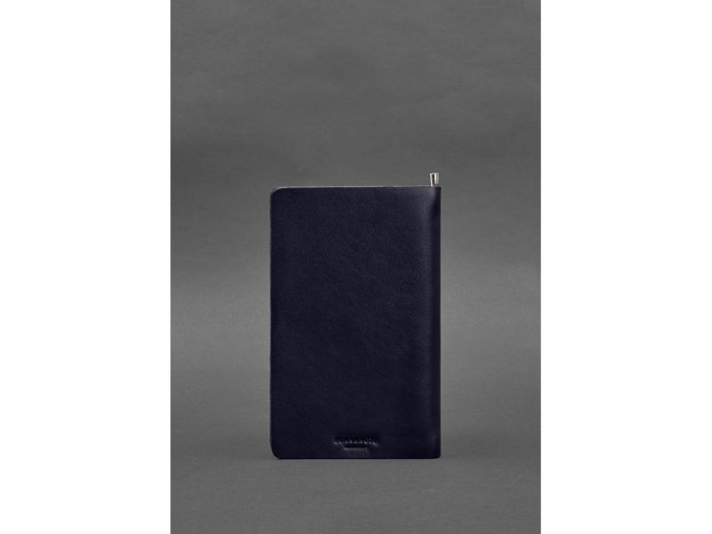 Кожаный блокнот (софт-бук) 8.0 на резинке синий краст, фото 3