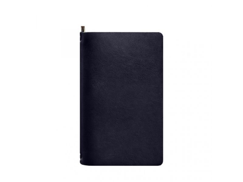 Кожаный блокнот (софт-бук) 8.0 на резинке синий краст, фото 5