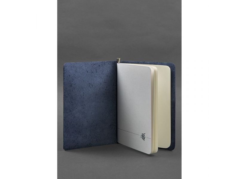 Кожаный блокнот (софт-бук) 8.0 на резинке синий Crazy Horse, фото 2