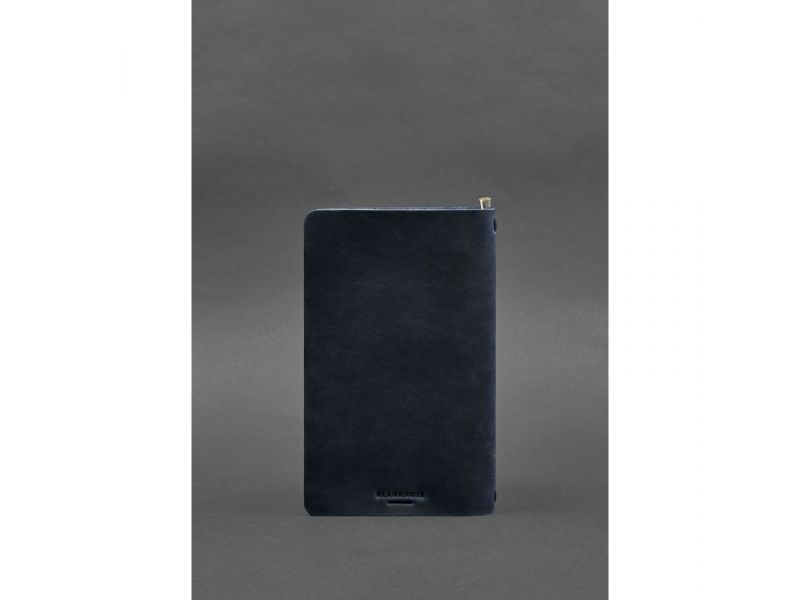 Кожаный блокнот (софт-бук) 8.0 на резинке синий Crazy Horse, фото 3