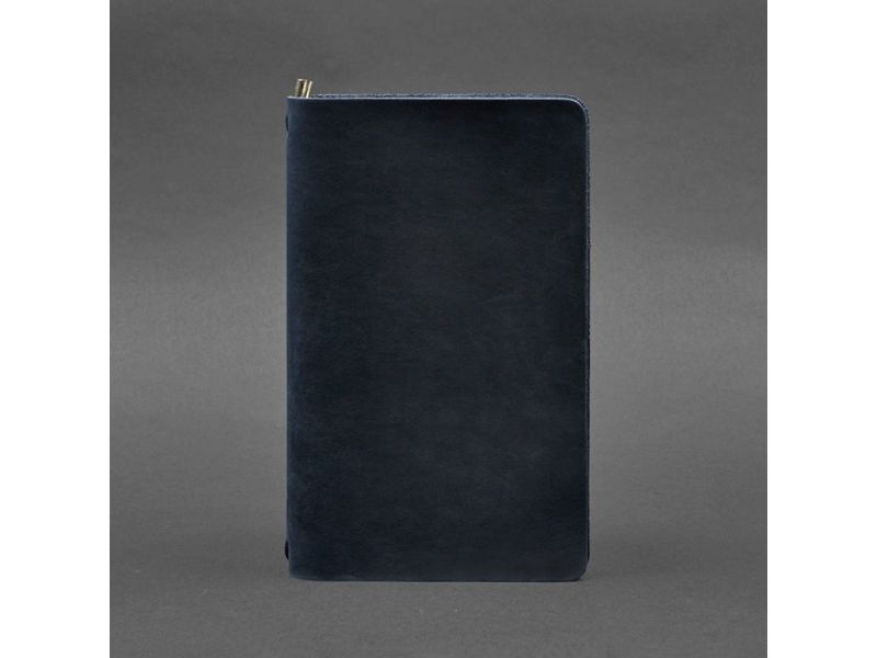 Кожаный блокнот (софт-бук) 8.0 на резинке синий Crazy Horse, фото 4