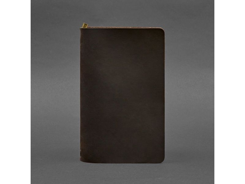 Кожаный блокнот (софт-бук) 8.0 на резинке темно-коричневый Crazy Horse, фото 4