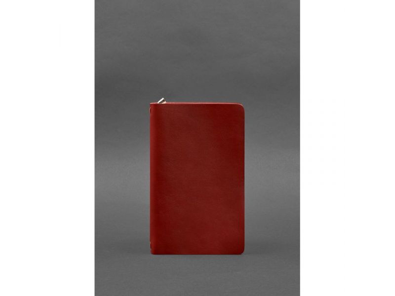 Кожаный блокнот (софт-бук) 8.0 на резинке красный краст, фото 1