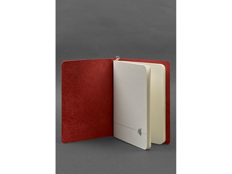 Кожаный блокнот (софт-бук) 8.0 на резинке красный краст, фото 2