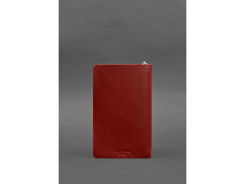 Кожаный блокнот (софт-бук) 8.0 на резинке красный краст, фото 3