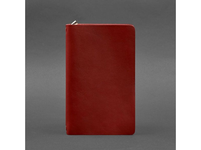 Кожаный блокнот (софт-бук) 8.0 на резинке красный краст, фото 4