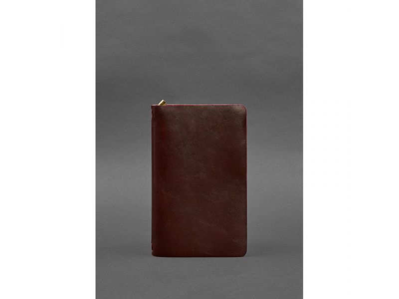 Кожаный блокнот (софт-бук) 8.0 на резинке бордовый краст, фото 1