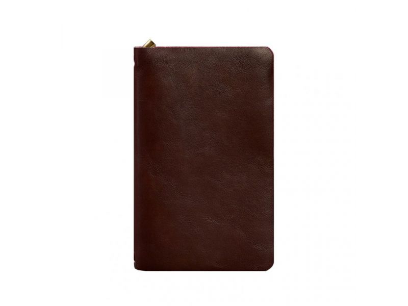 Кожаный блокнот (софт-бук) 8.0 на резинке бордовый краст, фото 5