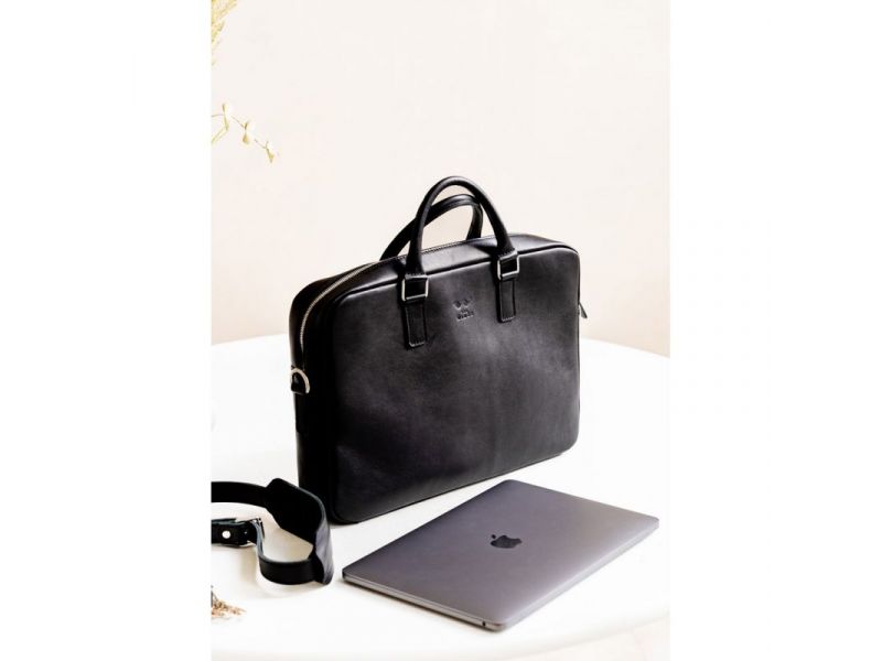 Кожаная деловая сумка Briefcase 2.0 черная, фото 2