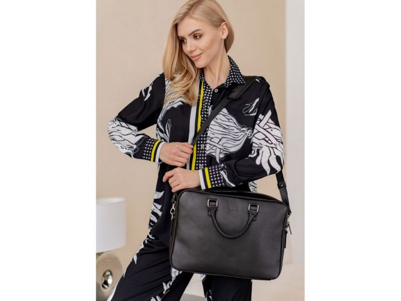 Кожаная деловая сумка Briefcase 2.0 черная, фото 3