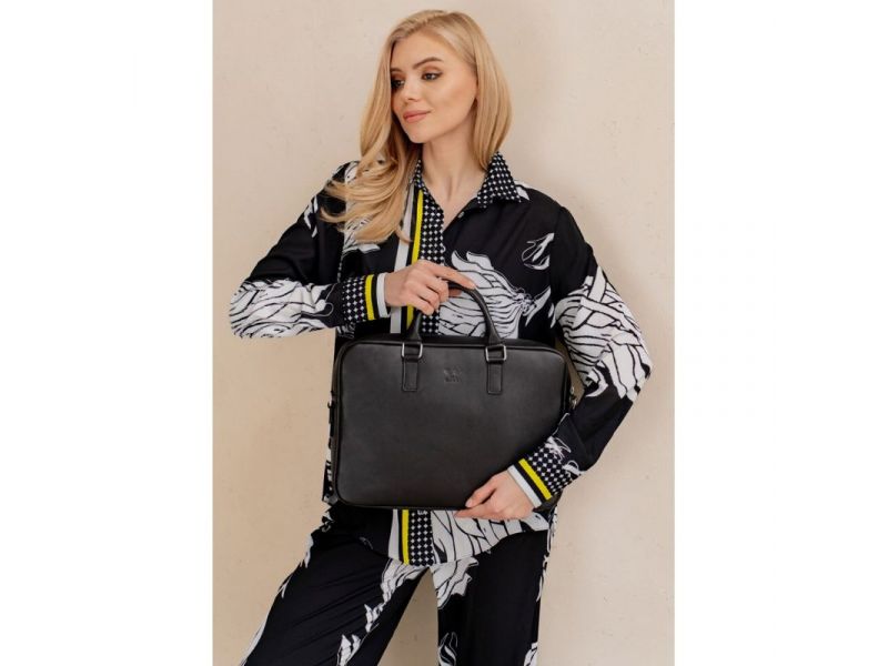 Кожаная деловая сумка Briefcase 2.0 черная, фото 5